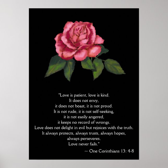 LIEBE POSTER/ CORINTHIANS 13: Rosa Rose Poster (Vorne)