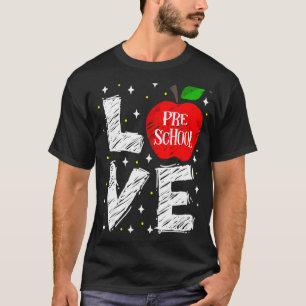 Liebe Preschool Apple zurück zum Schullehrer T-Shirt