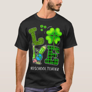 LIEBE Preschool Lehrer Kleeblatt Leopard St Patric T-Shirt