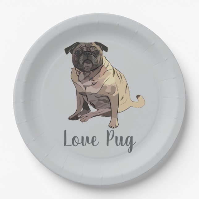 Liebe Pug Pappteller (Vorderseite)