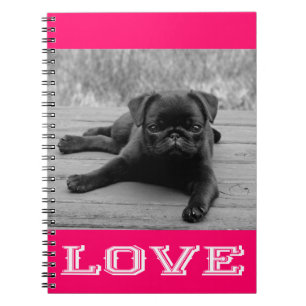 Liebe Pug Welpe Hund Rosa Notizbuch / Tagebuch