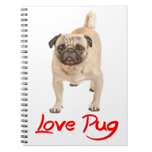 Liebe Pug Welpe Hund rotes Notizbuch / Tagebuch