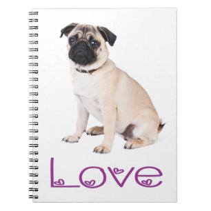 Liebe Pug Welpen Hund Notizbuch / Tagebuch