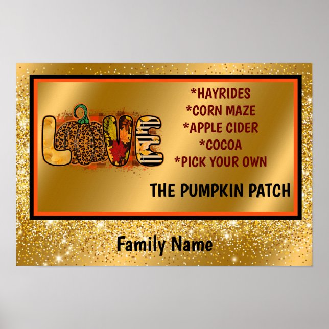 Liebe Pumpkin-Herbst Anpassen von Text und Farbe Poster (Vorne)