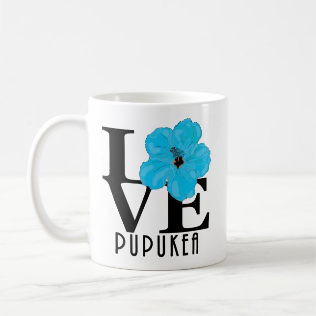LIEBE Pupukea Blue Hibiskus 11oz Kaffeetasse (Links)