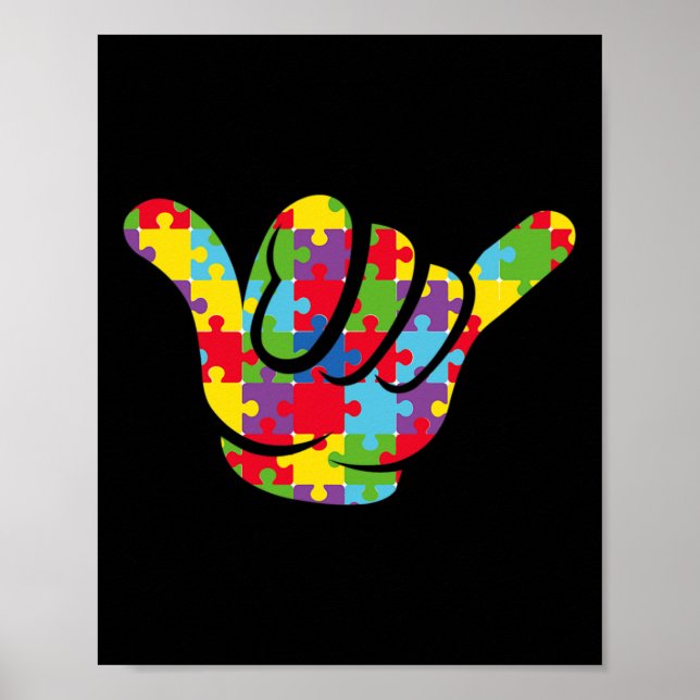 Liebe Puzzle Hand Gebärdensprache Autismus Bewusst Poster (Vorne)