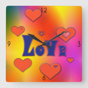 Liebe-Quadrat-Uhr Quadratische Wanduhr