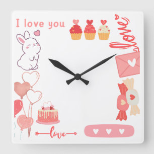 Liebe Quadratische Wanduhr