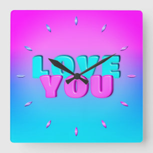Liebe Quadratische Wanduhr
