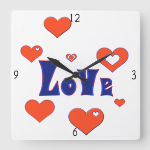 Liebe Quadratische Wanduhr