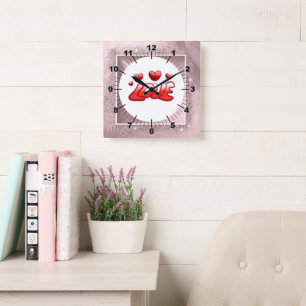 Liebe Quadratische Wanduhr