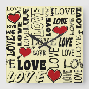 Liebe Quadratische Wanduhr