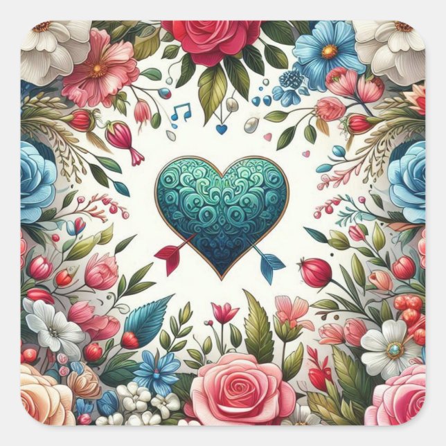 Liebe Quadratischer Aufkleber (Vorderseite)