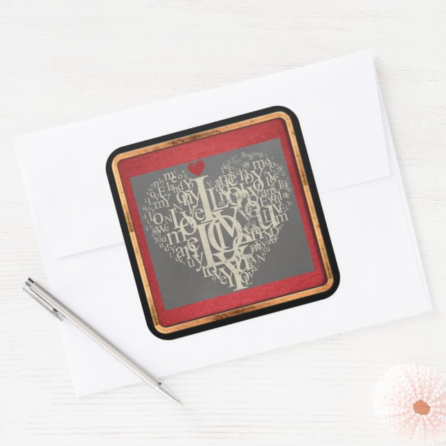 Liebe Quadratischer Aufkleber (Umschlag)