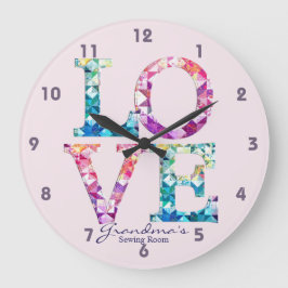 Liebe Quilt Patchwork Große Wanduhr