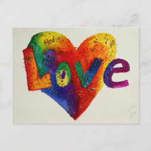 Liebe Rainbow Glitzer Herzstück Art Postkarte