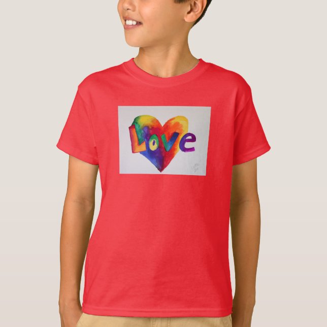 Liebe Rainbow Heart Art Inspiration Word Shirts (Vorderseite)