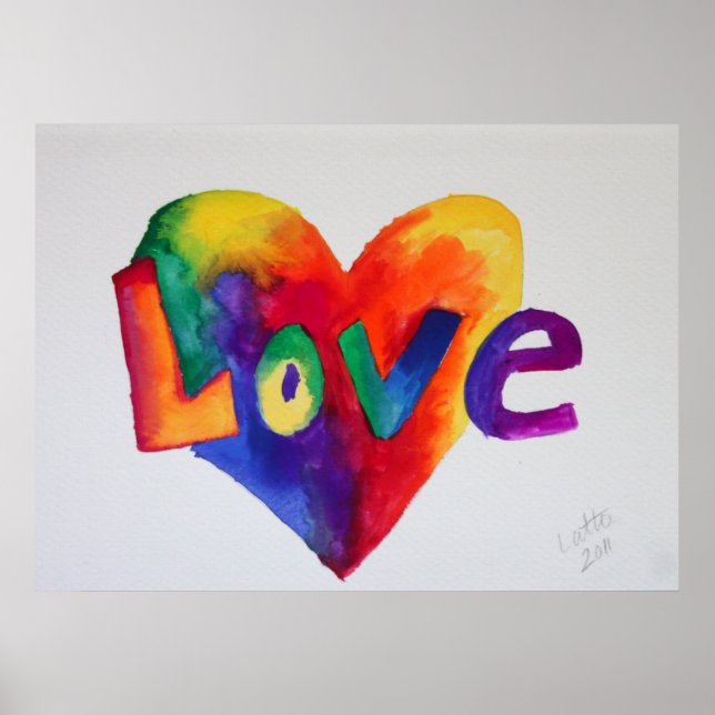 Liebe Rainbow Heart Art Painting Poster Print (Vorne)