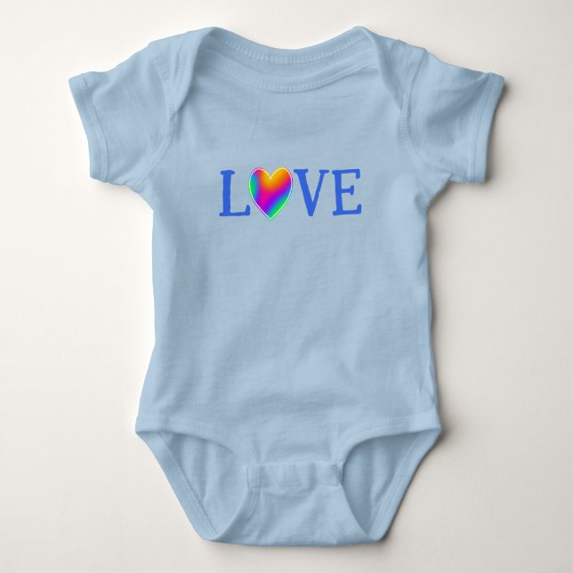LIEBE Rainbow Heart Baby Bodysuit Strampler (Vorderseite)