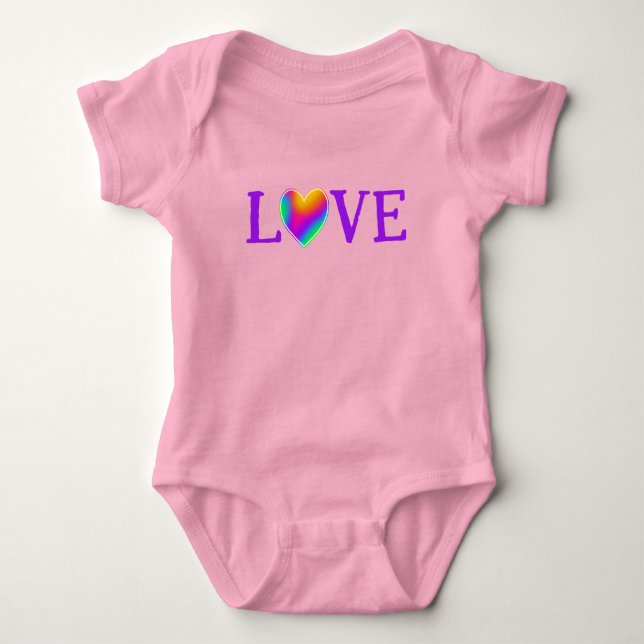 LIEBE Rainbow Heart Baby Bodysuit Strampler (Vorderseite)