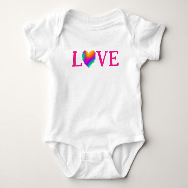 LIEBE Rainbow Heart Baby Bodysuit Strampler (Vorderseite)