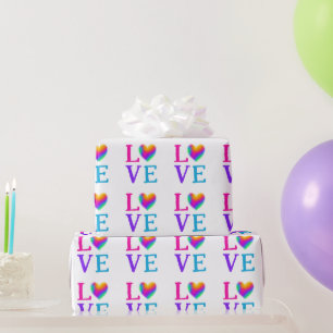 LIEBE Rainbow Heart Geschenkpapier