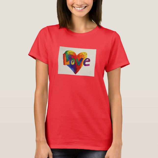 Liebe Rainbow Heart Glitzer Art Stadtrundgang T-Shirt (Vorderseite)