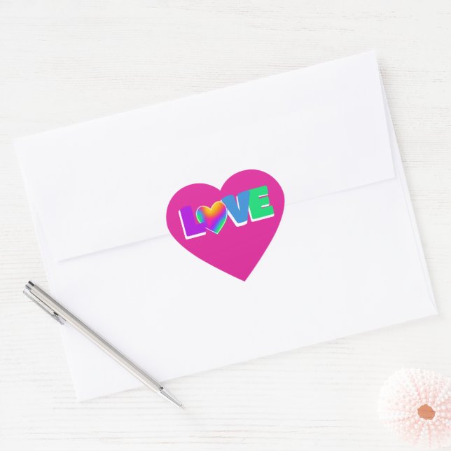 Liebe Rainbow Heart Heart Shaped Stickers (Umschlag)