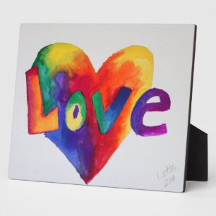 Liebe Rainbow Heart Painting Gedicht Plaque Fotoplatte