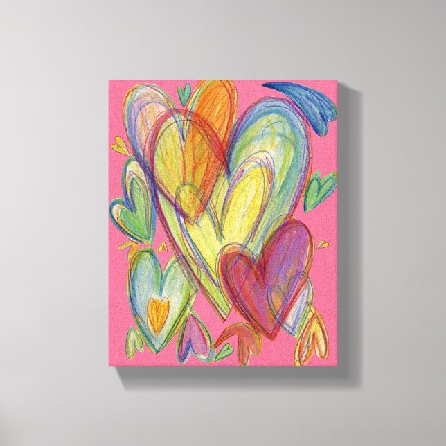 Liebe Rainbow Hearts Leinwand zeichnen Art Print (Vorderseite)