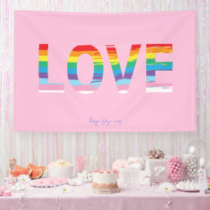 LIEBE-Rainbow-LGBTQIA-Flagge, Druckbuchstabe Rosa Banner
