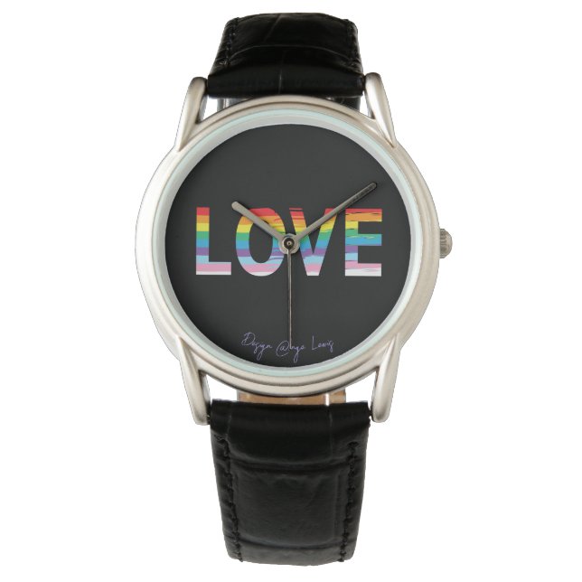 LIEBE Rainbow LGBTQIA, Gay Pride Letter Cool Armbanduhr (Vorderseite)
