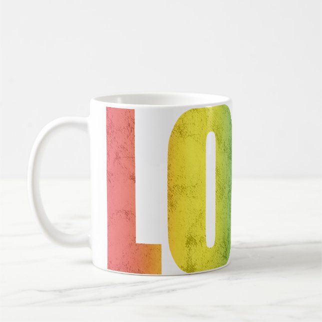 LIEBE Rainbow-Text Kaffeetasse (Links)