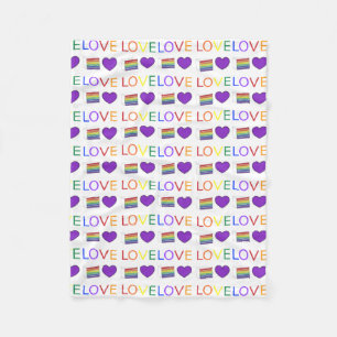 LIEBE Rainbow Wedding Cake Lila Heart Gay Pride Fleecedecke