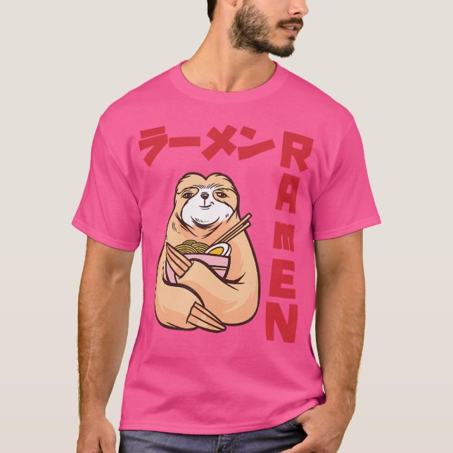 Liebe Ramen Anime Noodles Kawaii Sloth Ske T-Shirt (Vorderseite)