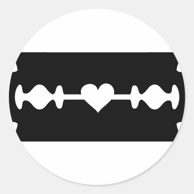 Liebe Rasierklinge Runder Aufkleber (Vorderseite)