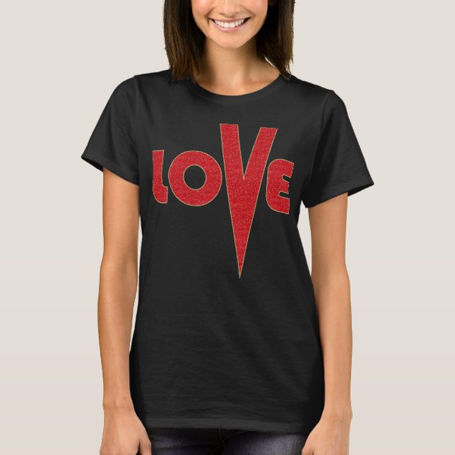 Liebe Red and Gold Glitzer High / Letter Art T-Shirt (Vorderseite)