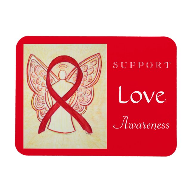 Liebe Red Awareness Ribbon Angel Custom Magnet (Horizontal)