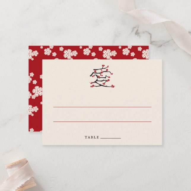 Liebe Red Cheroms Engagement Party Platzkarte (Vorderseite/Rückseite Beispiel)