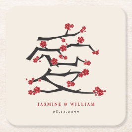 Liebe Red Cheroms Engagement Party Rechteckiger Pappuntersetzer