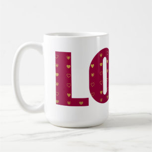 LIEBE Red Gold Hearts Valentine Couple Kaffeetasse