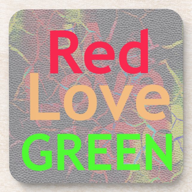 LIEBE RED GOLDEN GREEN GETRÄNKEUNTERSETZER (Vorderseite)