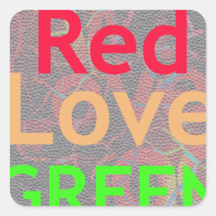 LIEBE RED GOLDEN GREEN QUADRATISCHER AUFKLEBER