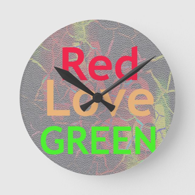 LIEBE RED GOLDEN GREEN RUNDE WANDUHR (Vorderseite)