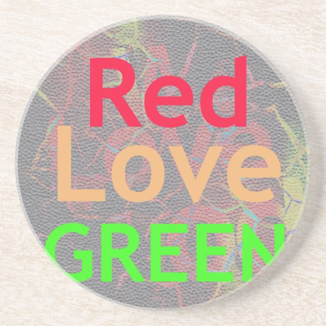 LIEBE RED GOLDEN GREEN SANDSTEIN UNTERSETZER (Vorne)