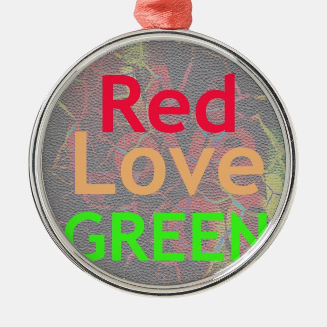 LIEBE RED GOLDEN GREEN SILBERNES ORNAMENT (Vorne)