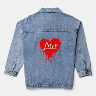 LIEBE RED HEART MELDEN VALENTINSTAG JEANSJACKE