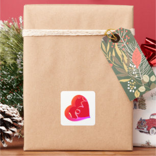 Liebe Red Heart Wrapping Paper Quadratischer Aufkleber