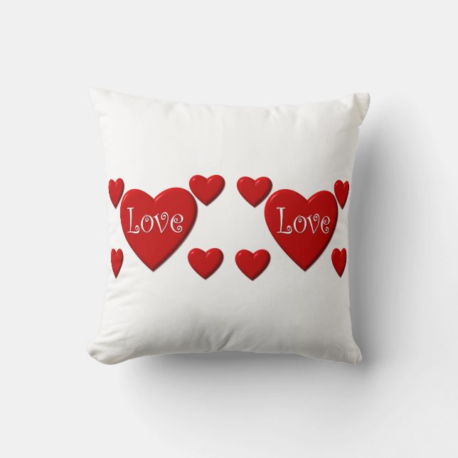 Liebe Red Hearts Throw Kissen (Vorderseite)