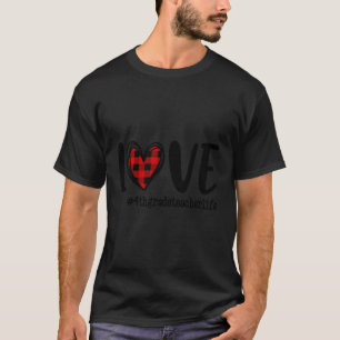 Liebe Red Kariert Er 4. Klasse Lehrer Leben Tag T-Shirt